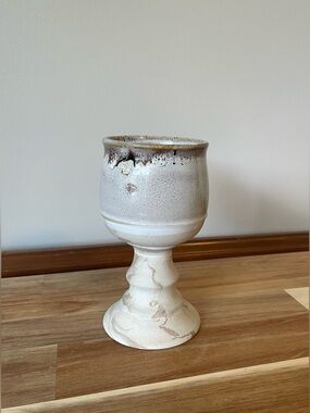Handcrafted Pottery Goblet Marbled Clay & Drip Glaze